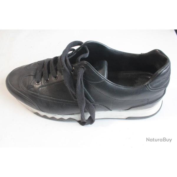 HERMES Chaussures baskets Trail cuir noir homme T43