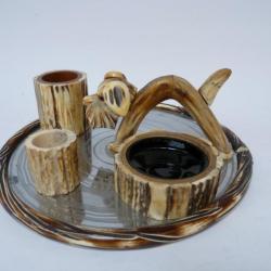 Nécessaire pour fumeur en corne Art populaire Forêt Noire