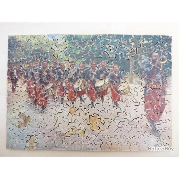 Ancien puzzle Bois Les Zouzous Zouaves Arme Afrique Militaria