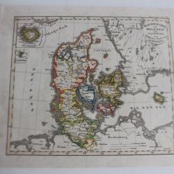 Carte géographique Danemark avec Holstein et Lauenburg 1835
