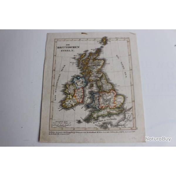 Carte g�ographique les �les britanniques 1836