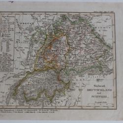 Carte géographique Deutschland Schweiz Stieler's Schul Atlas 1836
