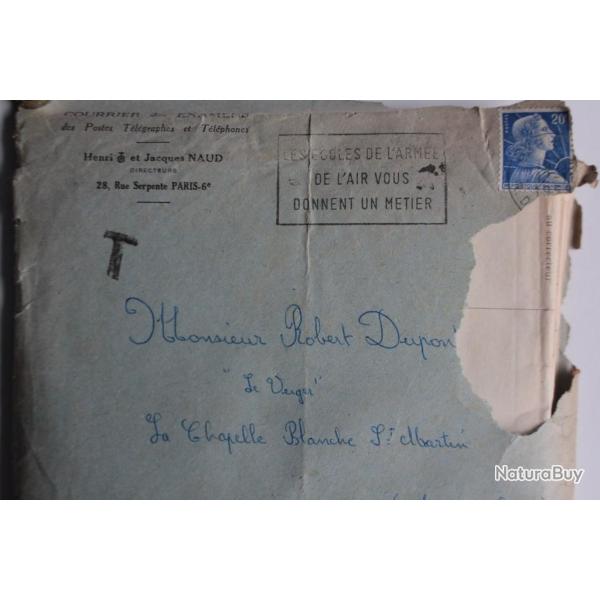 Enveloppe Courrier des Examens France arme de l'air 1958