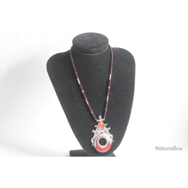 Collier Touareg argent et agate Bijoux ethnique