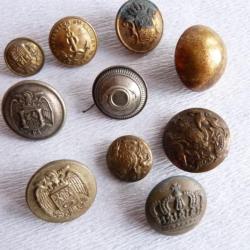 Anciens boutons militaires x 10