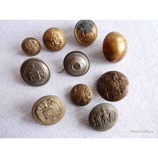 Anciens boutons militaires x 10