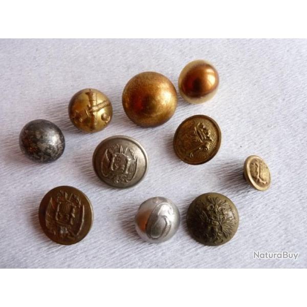 Anciens boutons militaires x 10