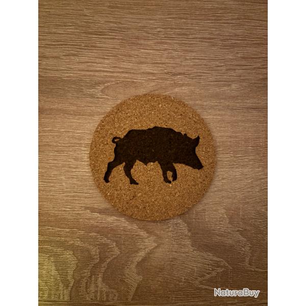 6x Dessous de verre motif au choix sanglier chevreuil cerf chamois renard canard. A2