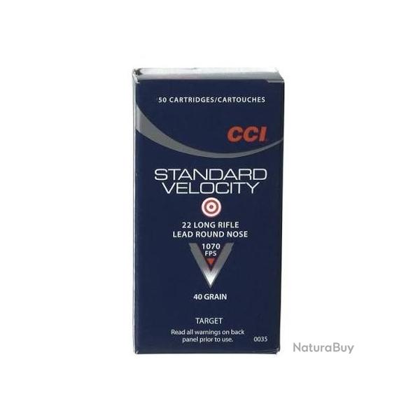 CCI STANDARD VELOCITY CAL. .22 LR LRN T�TE PLOMB RONDE 40GR 2,59 G BTE 50  X 20.000 Boites