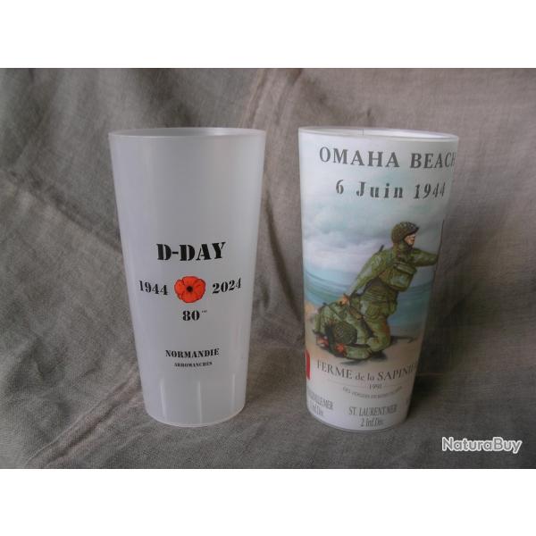 WW2/POST FRANCE 2 VERRES EN PLASTIQUE COMM�MORATION DU D�BARQUEMENT DE NORMANDIE 55 CL be
