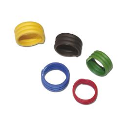 100 Bagues spirale plastique diam&egrave;tre 18 mm rouge identification