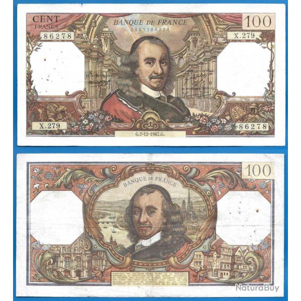 France 100 Francs 1967 Serie X Billet Pierre Corneille Franc