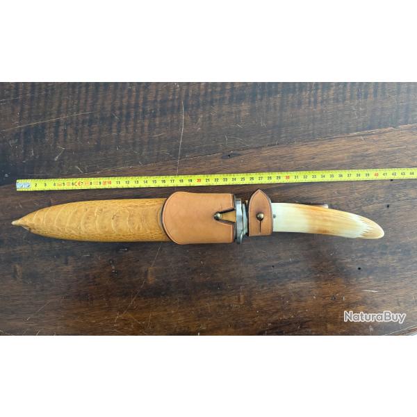 Dague de chasse en acier damas - Fran�ois Queneuil - Pi�ce de commande "pour B. des Touches"