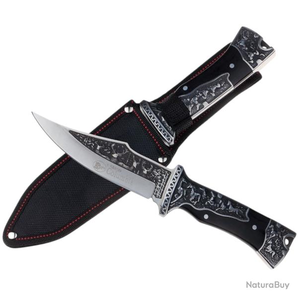 Couteau Columbia - pour la chasse/la p�che - lame universelle de 145 mm - manche en bois classique