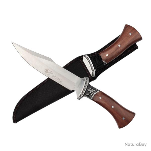 Couteau de chasse Columbia grand format - Lame de 180 mm, rivet - Construction pleine soie