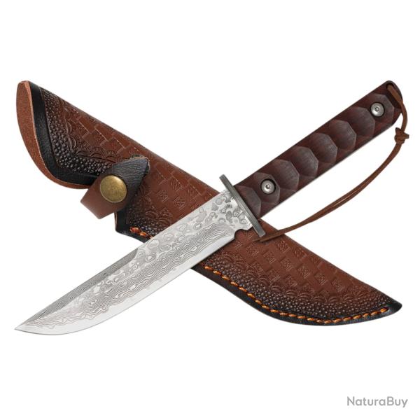 Couteau TAKOMA N-958 - Couteau de Damas (60 HRC) - Lame de chasse de 131 mm