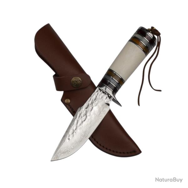 Couteau TAKOMA original en acier de Damas 60 HRC - �dition classique - lame de chasse de 110 mm