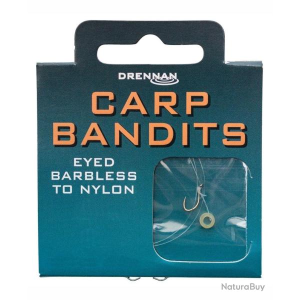 DRENNAN BAS DE LIGNE CARP BANDITS EYED BARBLESS TO NYLON 30CM DRENNAN 0,15mm 18