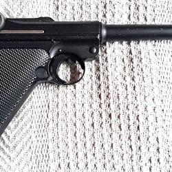 Pistolet LUGER P08 mod&egrave;le Marine long full m&eacute;tal &agrave; billes BB 6mm air comprim&eacute; BLOW BACK + mallette