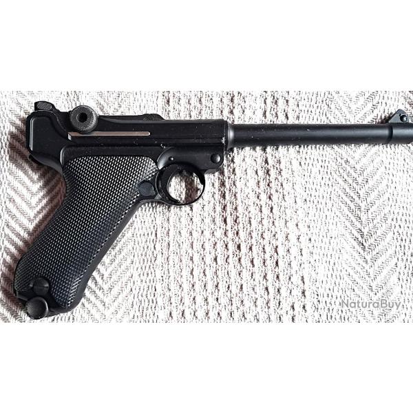 Pistolet LUGER P08 mod�le Marine long full m�tal � billes BB 6mm air comprim� BLOW BACK + mallette