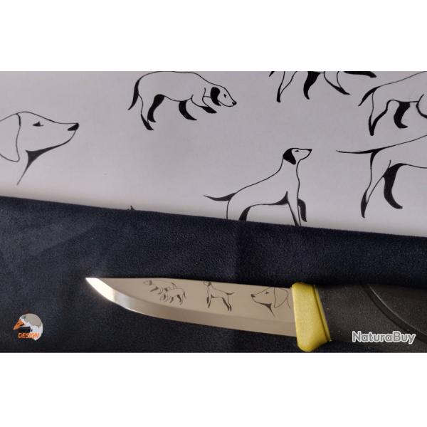 Pack Club - Couteau Morakniv Companion personnalis� Chien - gravure laser artisanale