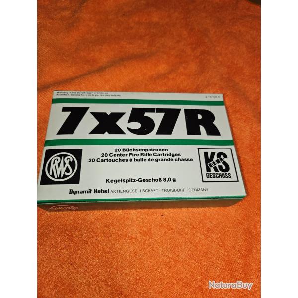1 Boite de 20 Balles RWS 7x57R 123 Gr 8 Gramme