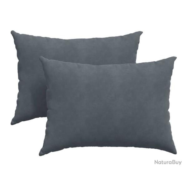 Coussins canap� velours c�tel� gris fonc� 70x50 cm housses amovibles