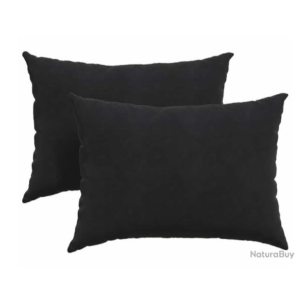 Coussins canap� velours c�tel� noir 70x50 cm housses amovibles