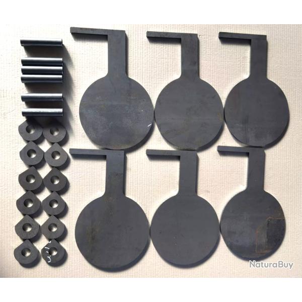 Arbre cible de duel - 6 gongs pivotants en acier