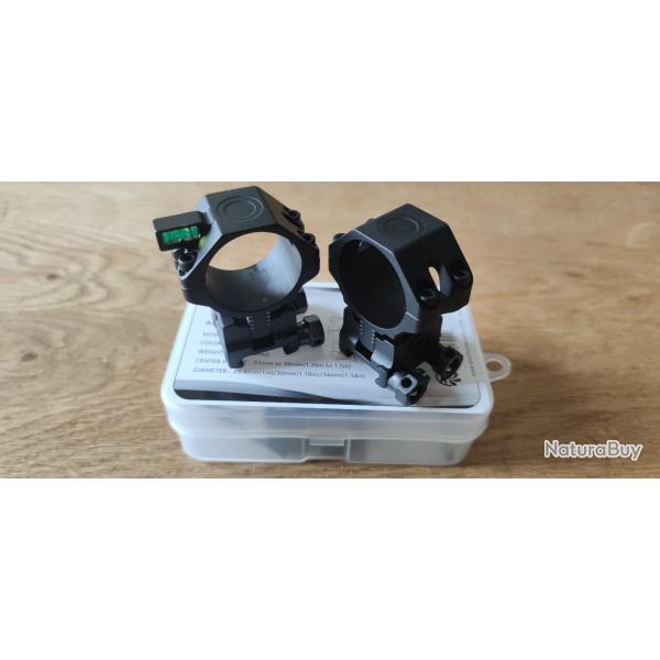 Colliers ajustables - Rglage en Hauteur - Diamtres 25 - 30 - 34mm - Rail Picatinny