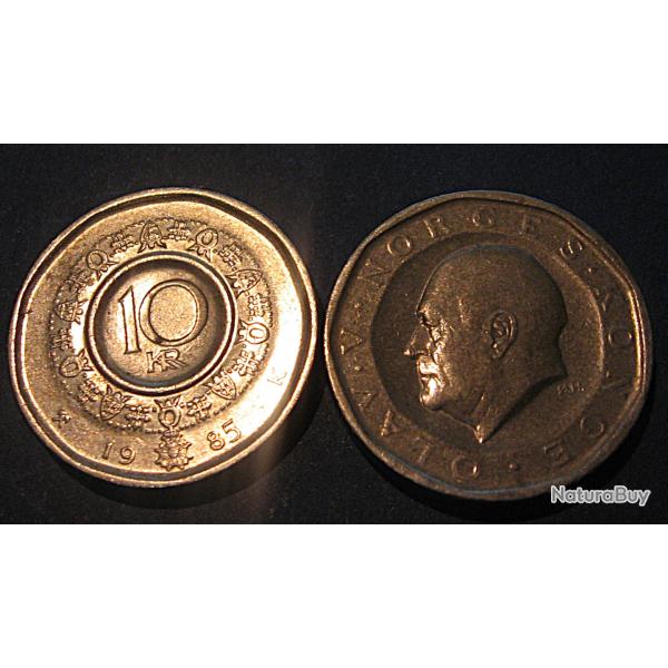 Norvege piece de 10 krone 1985 ttb diametre 23,7 mm