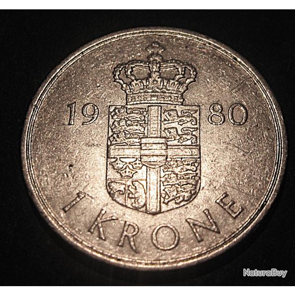 Danemark piece de 1 krone 1980 ( MargrethII ) ttb diametre 25,3 mm