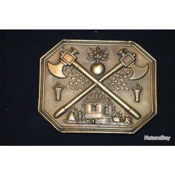 PLAQUE GIBERNE SAPEUR POMPIER-MONARCHIE DE JUILLET-SECOND EMPIRE-GUERRE DE 1870/71