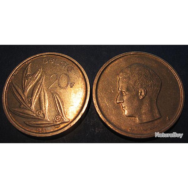 Belgique , piece de 20 francs de 1980 ttb
