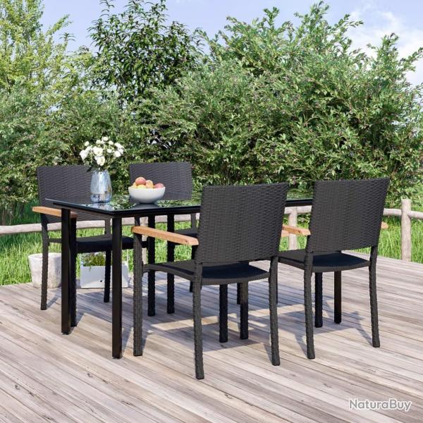 Ensemble � manger de jardin 5 pcs Noir R�sine tress�e