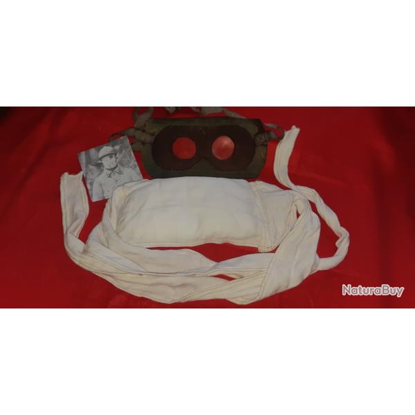 Tampon Mle P (1-2ou3) 1915 Lunettes Protection Loup cuir cousu sur Tissu impermabilis, Sachet S2