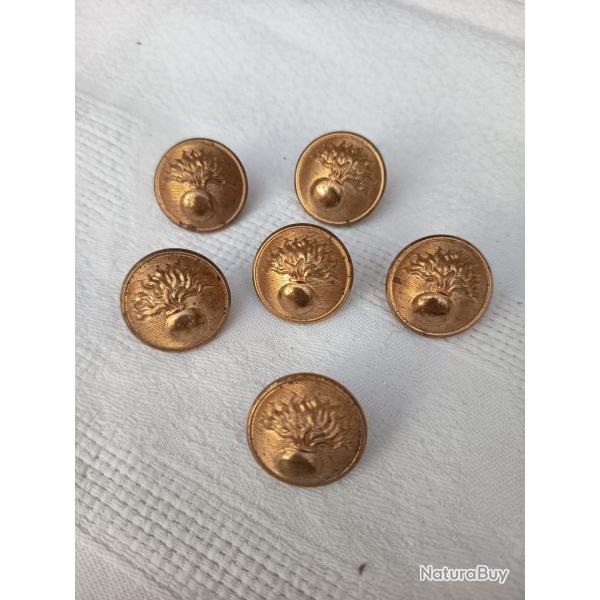 6 boutons militaires Gendarmerie pour manteau caban diamtre 25 mm
