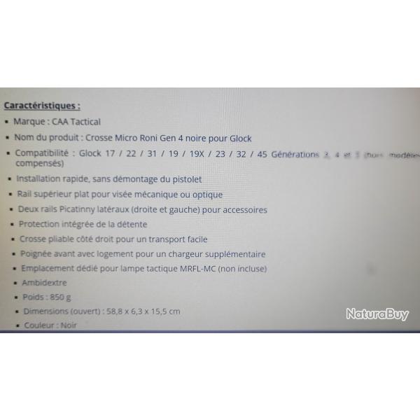 a vendre crosse tactique roni pour glock