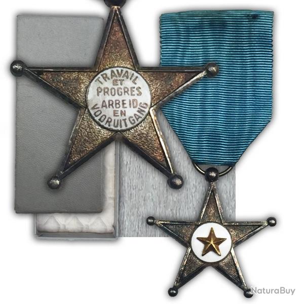 ABL CONGO BELGE : TRES RARE �TOILE DE SERVICE BILINGUE ARGENT ET DORURE - ORIGINAL