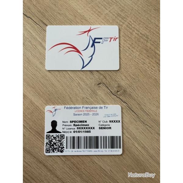 Carte de licence de tir en PVC