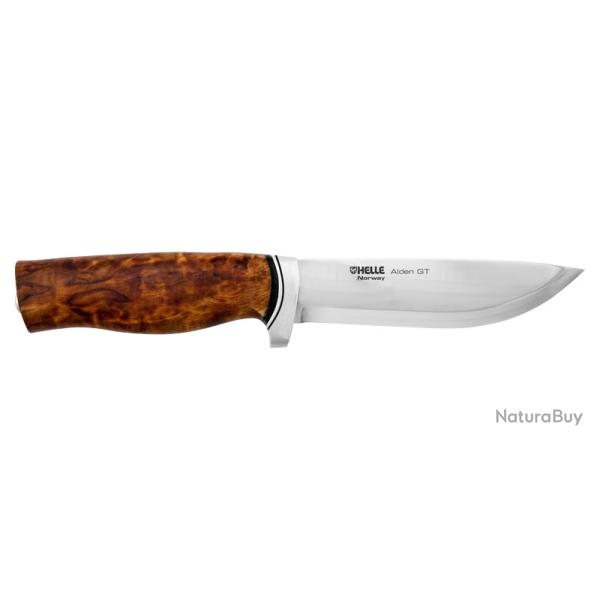 Couteau droit HELLE GT manche en bouleau lame 123mm + �tui en cuir