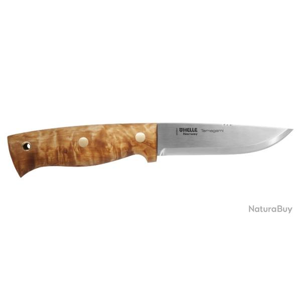 Couteau droit HELLE temagami manche en bouleau lame 110mm + �tui en cuir