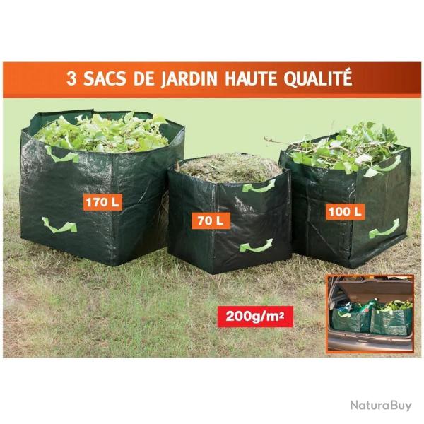 Black Friday ! 3 Sacs de jardin avec poignes