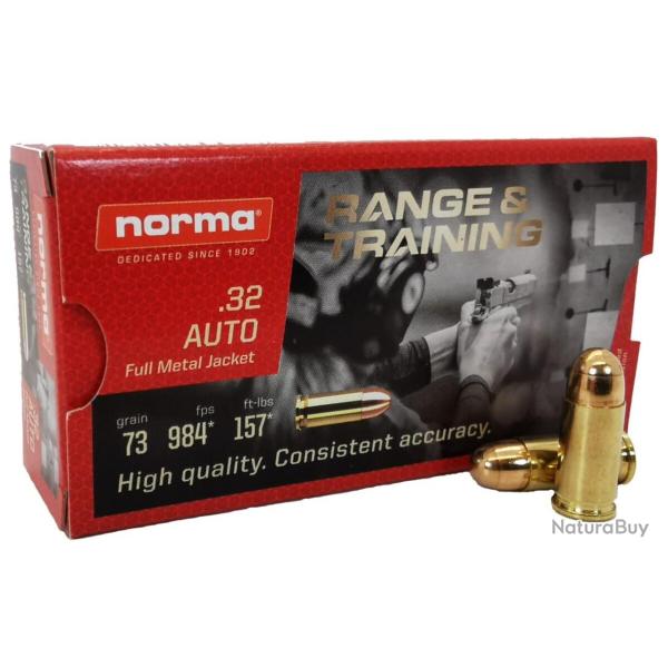 CARTOUCHES NORMA CAL : 32ACP (7,65MM) 73GR