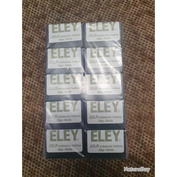 500 cartouches ELEY mod�le SUBSONIC de 22 LR � balle plomb creuse de 38 grs ( lire l'annonce svp )