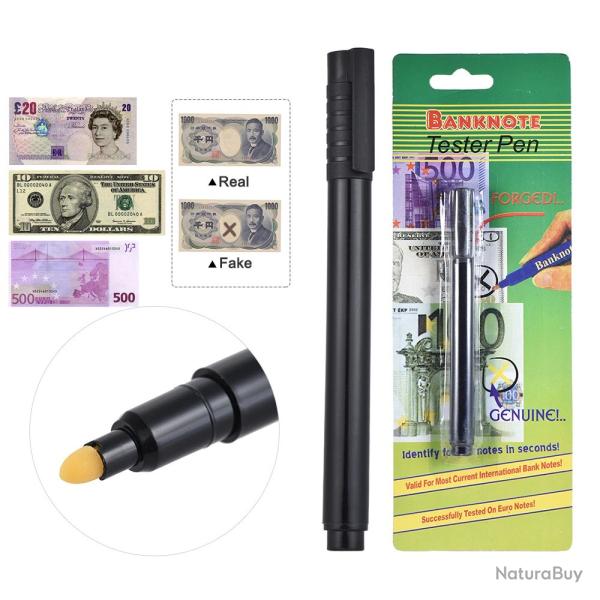 Stylo D�tecteur de Faux Billets - Marqueur V�rificateur Rapide de Monnaie pour Euro Dollars Livres