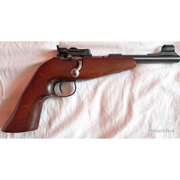 RARE ! Pistolet monocoup ANSCHUTZ 1451P canon 6" calibre 22LR culasse cale utilisable Field Target