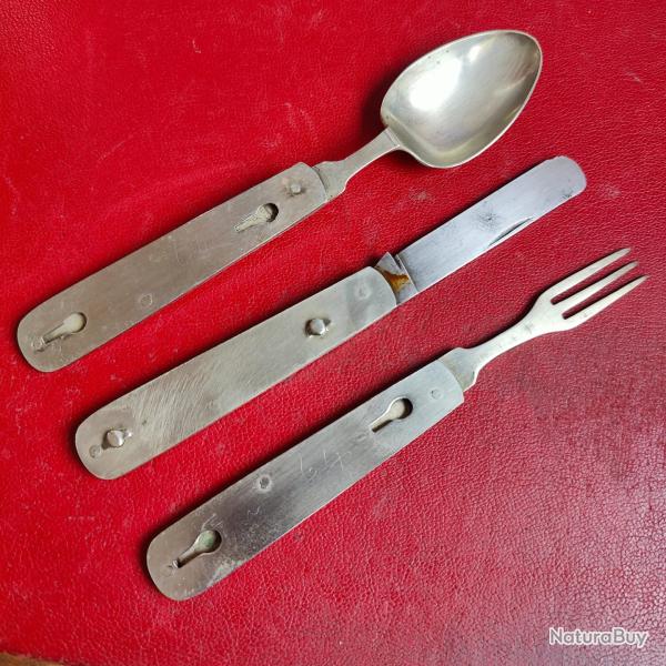 Rare Kit Camping picnic Import� d'Angleterre Couteau pliant ancien fourchette cuiller