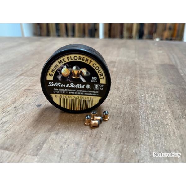 100 CARTOUCHES Sellier & Bellot 6MM FLOBERT SHORT Round Nose