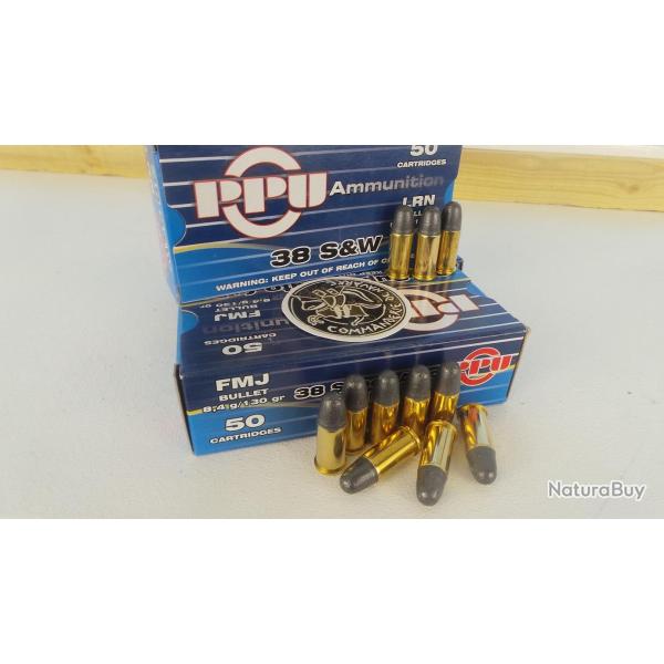 Cartouches 38 S&W 145gr LRN - PPU PRVI PARTIZAN - boite de 50 unit�s